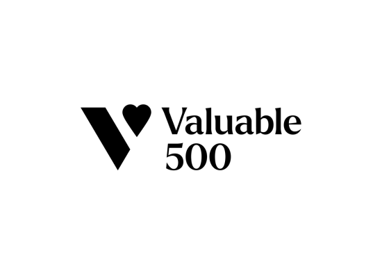 Valuable 500 logo on a white background